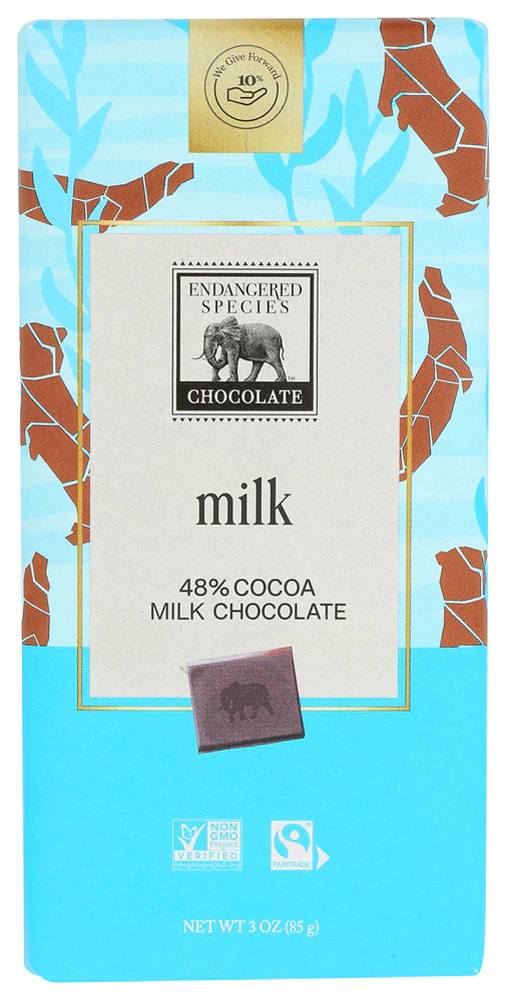 Endangered Species Milk Chocolate 48% Cocoa Bar -- 3 oz