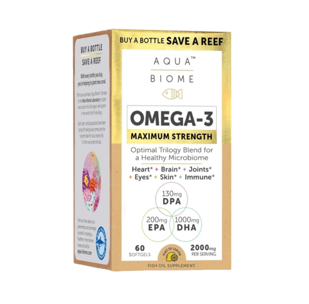 Enzymedica Aqua Biome Fish Oil Omega-3 Maximum Strength Hint Of Lemon -- 60 Softgels