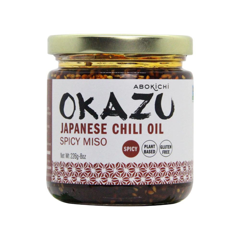 Abokichi OKAZU Japanese Chili Crisp Oil Gluten Free Spicy Miso -- 8 oz