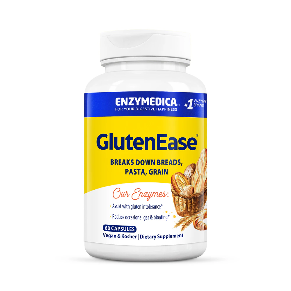 Enzymedica GlutenEase Digestive Enzymes for Food Intolerance with Fast Acting Gas & Bloating Relief -- 60 Capsules