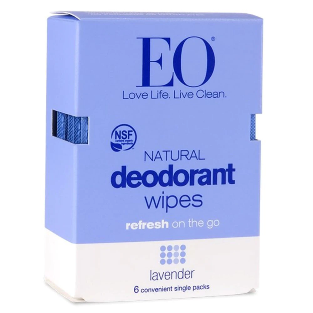 EO Natural Deodorant Wipe French Lavender -- 6 Towelettes