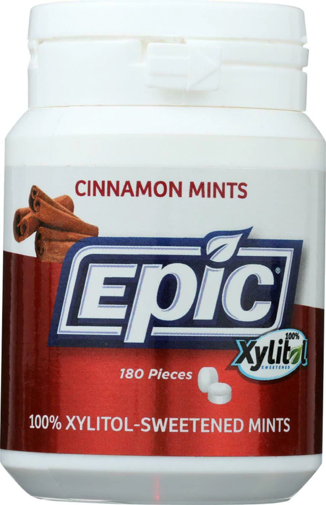 Epic Dental Xylitol Mints Sugar-Free Cinnamon -- 180 Pieces