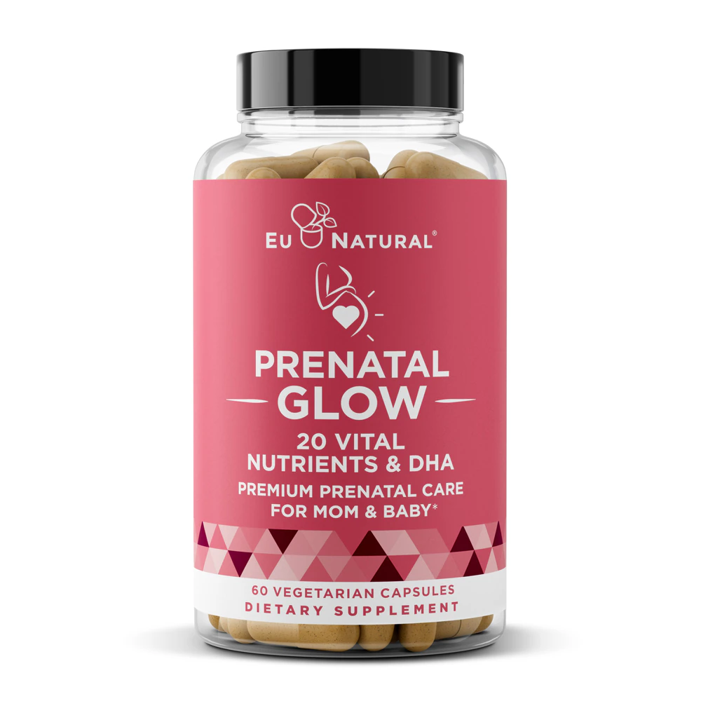 Eu Natural Prenatal Glow with Prenatal Vitamins - Folic Acid & Vegan DHA -- 60 Vegetarian Capsules