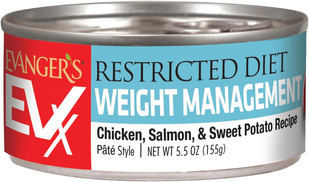 Evanger's EVX Restricted Diet Wet Cat Food Weight Management Chicken Salmon -- 5.5 oz